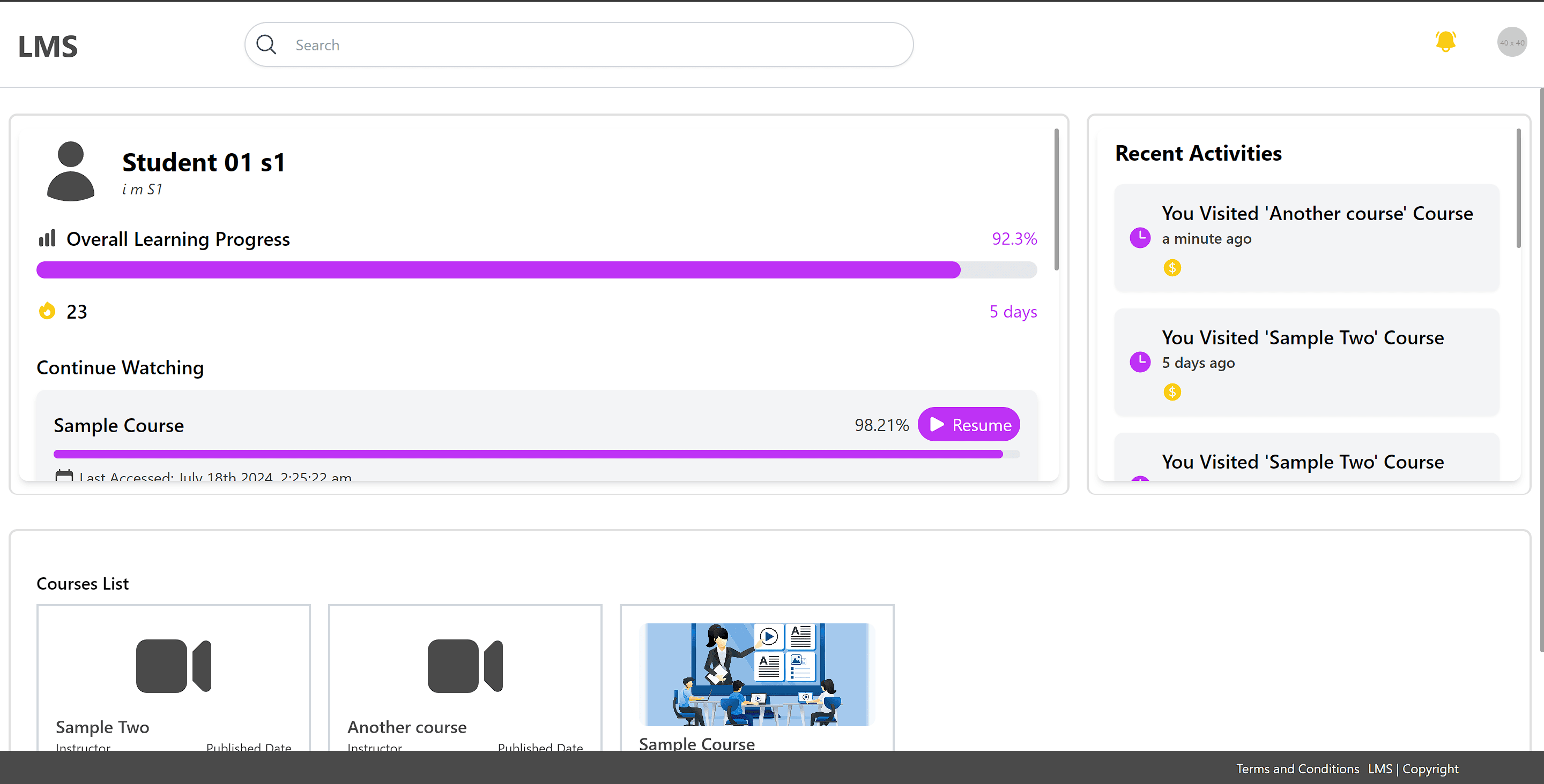 Learning Management System Web App